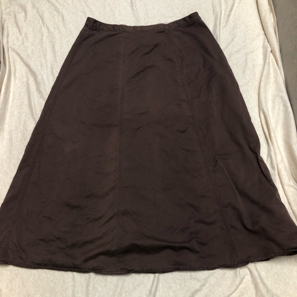 L.L. Bean Brown Skirt Cotton Tencel Lightweight Modest Cottagecore Cabincore